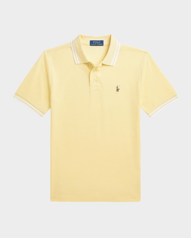 Boy's Striped Trim Polo Shirt, Size S-